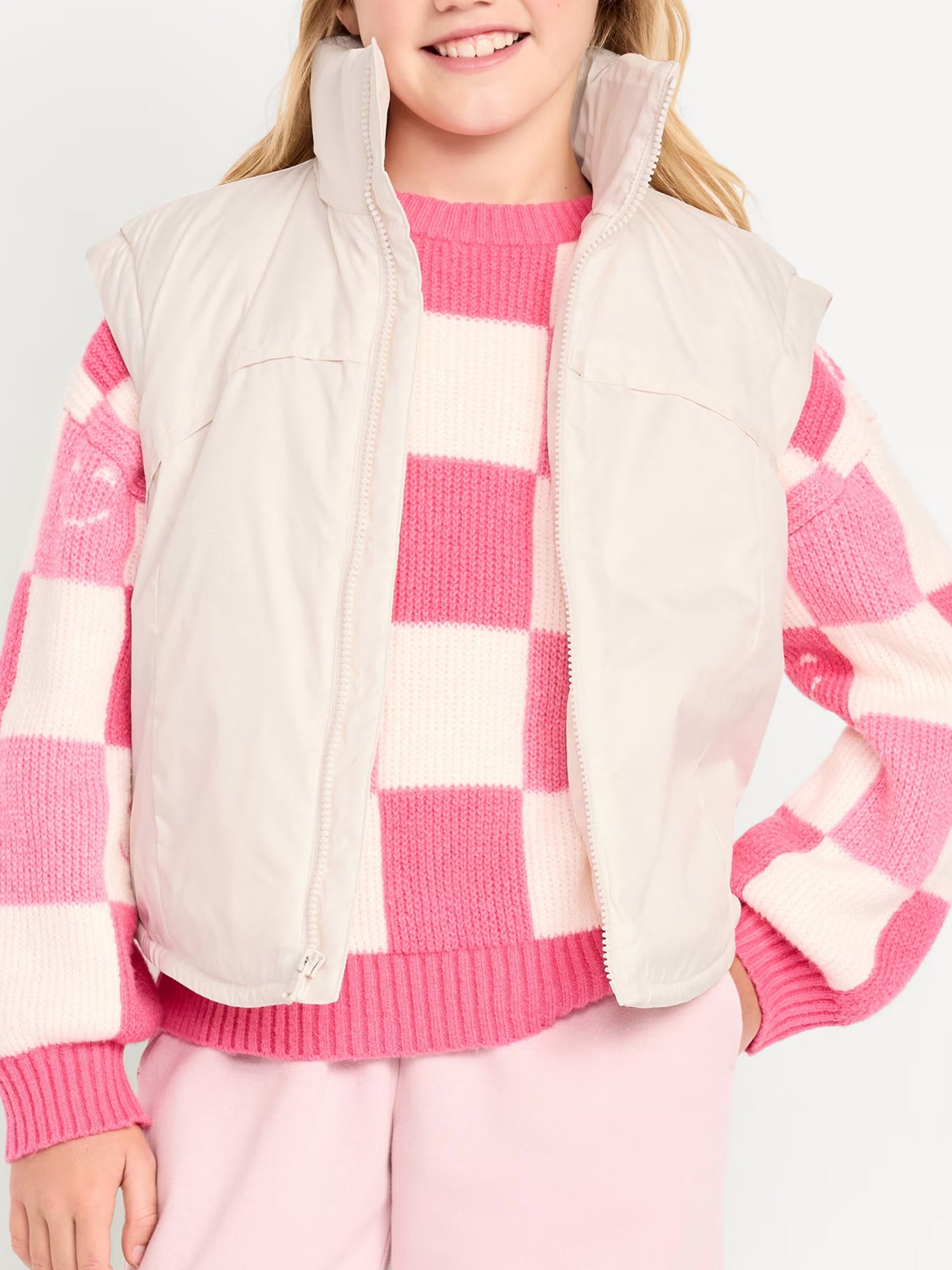 Water Resistant Quilted Zip Front Vest for Girls