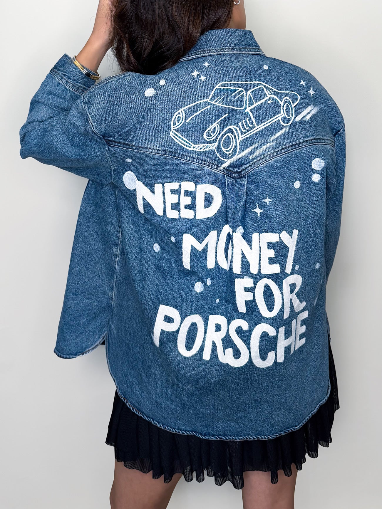 Need Money for Porsche - Painted Denim Jacket