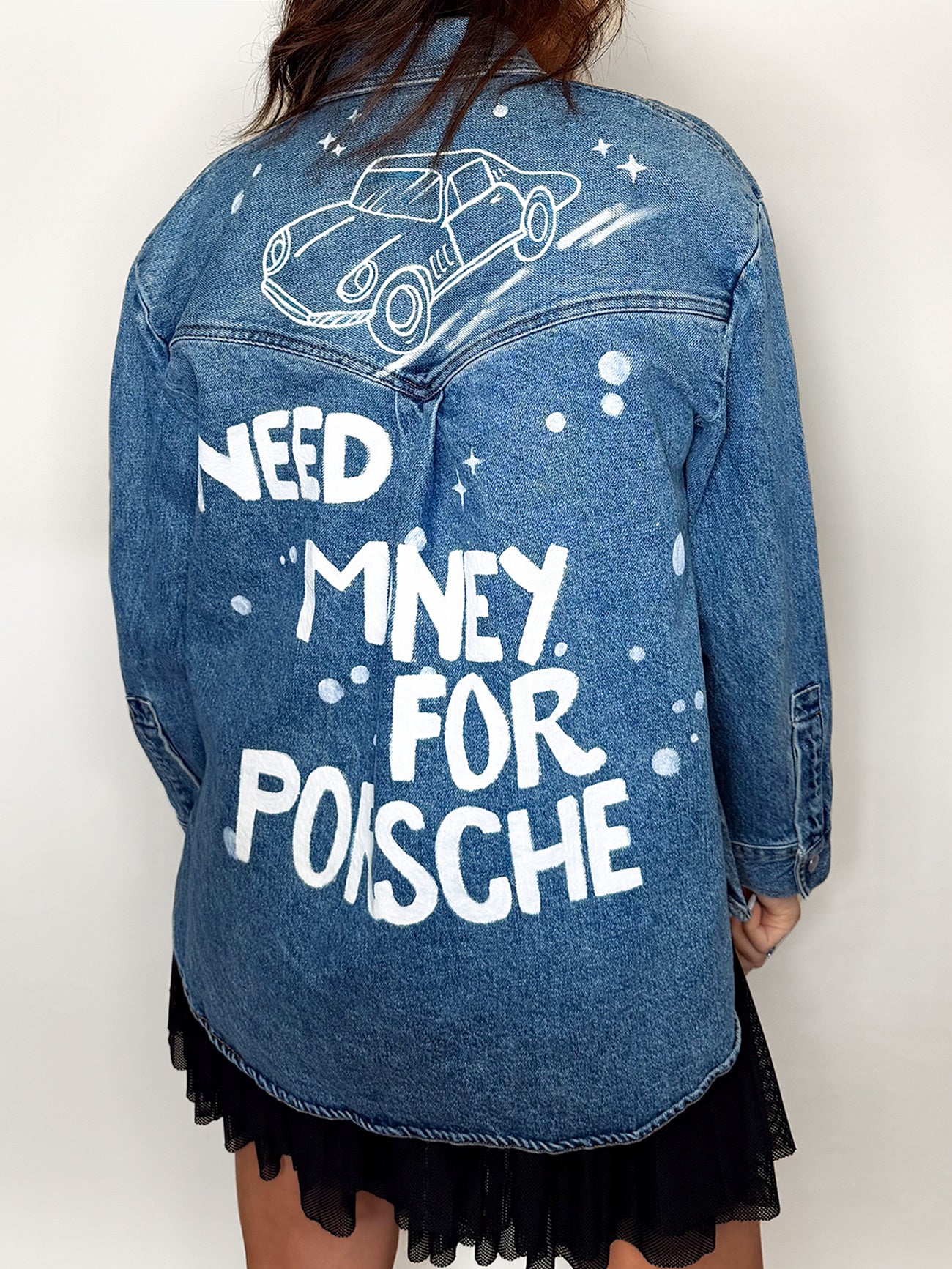 Need Money for Porsche - Painted Denim Jacket