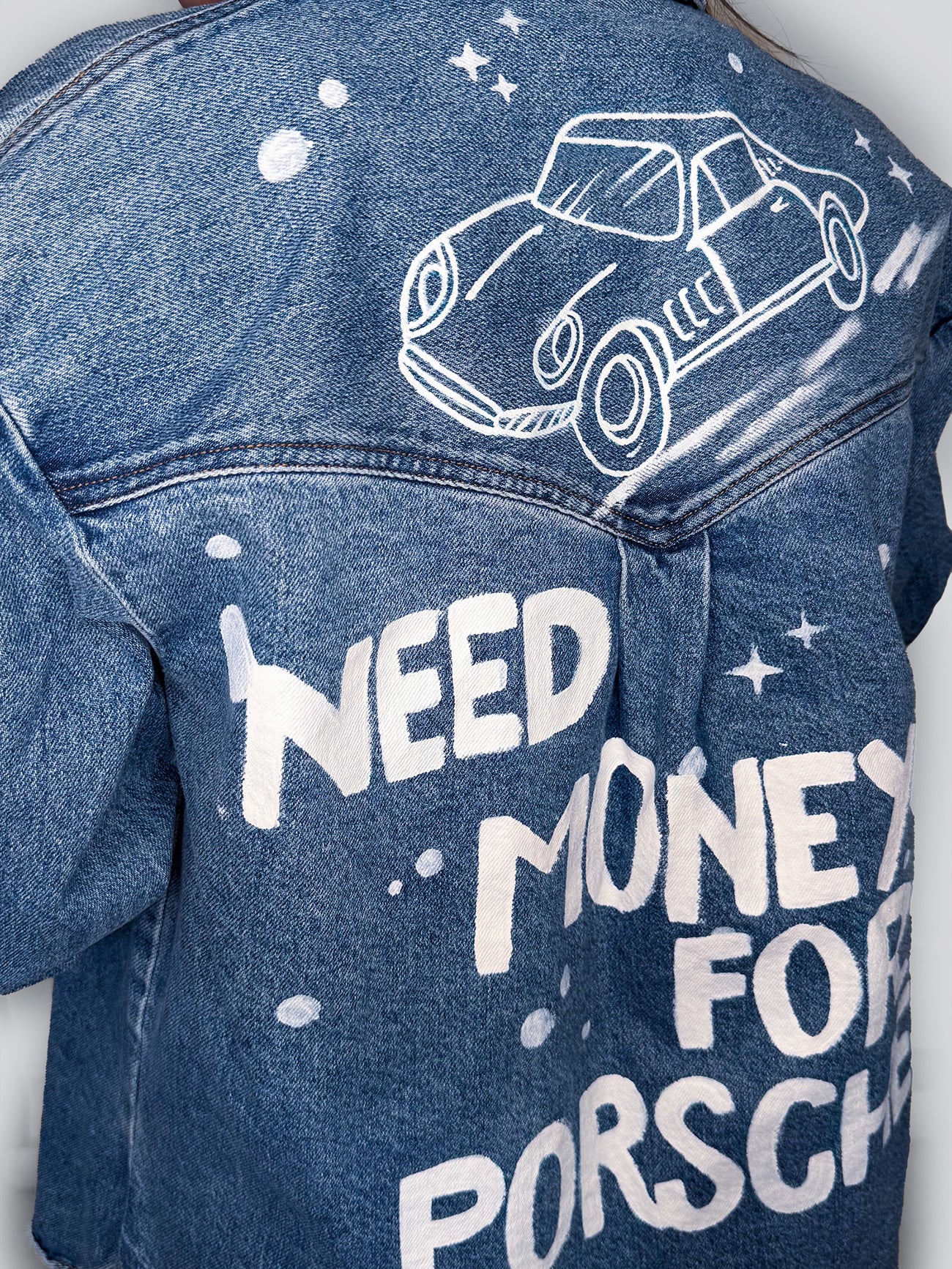 Need Money for Porsche - Painted Denim Jacket