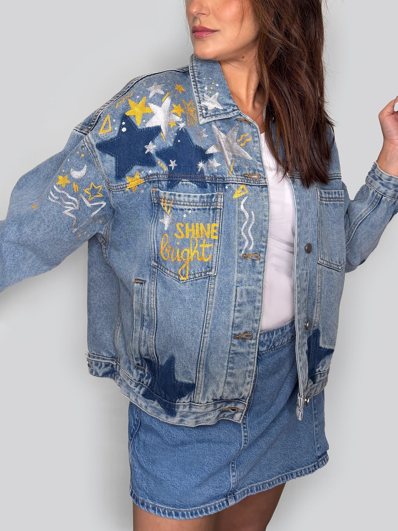 Shine bright - Painted Denim Jacket