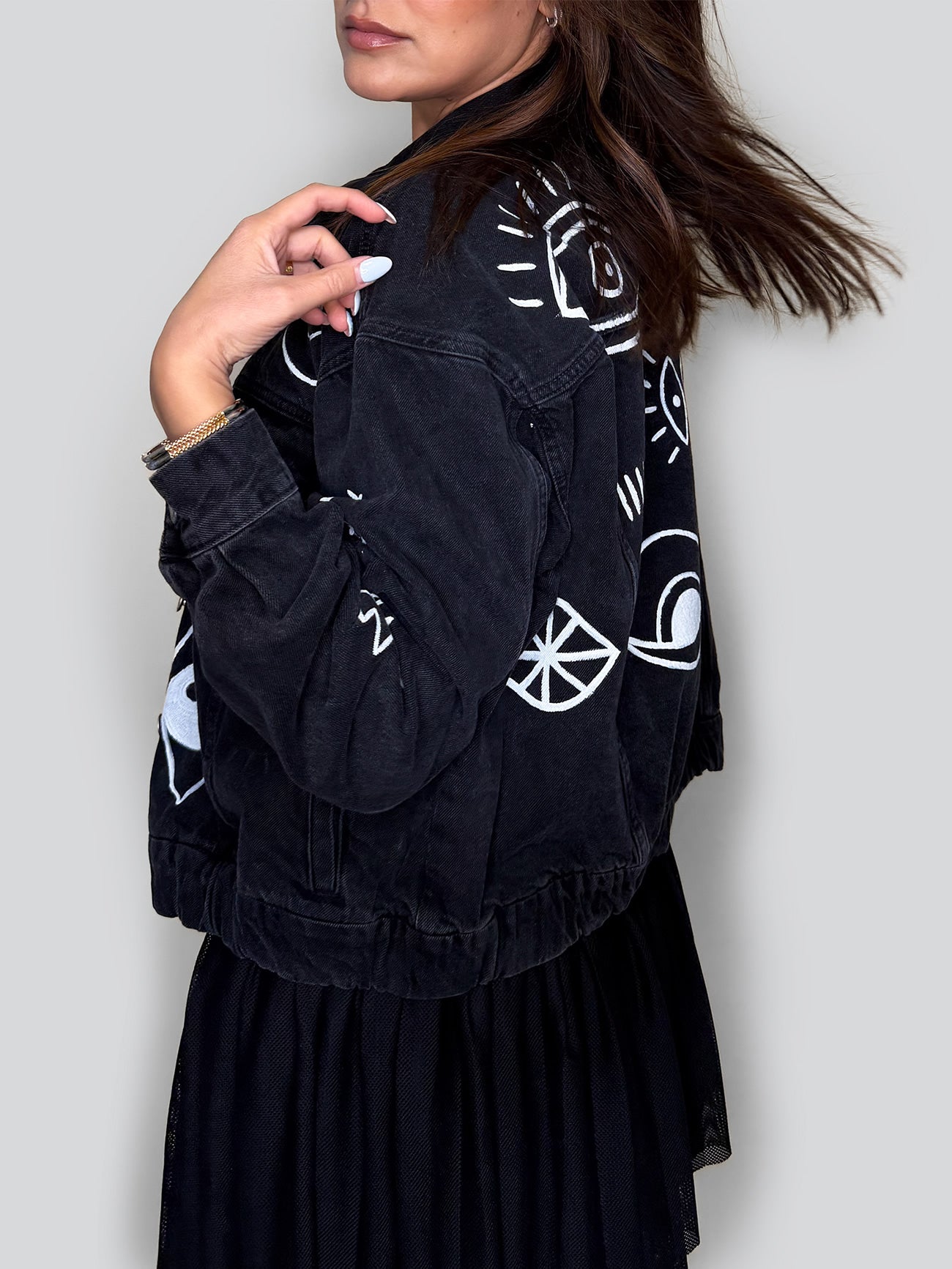 Evil Eyes - Painted Denim Jacket
