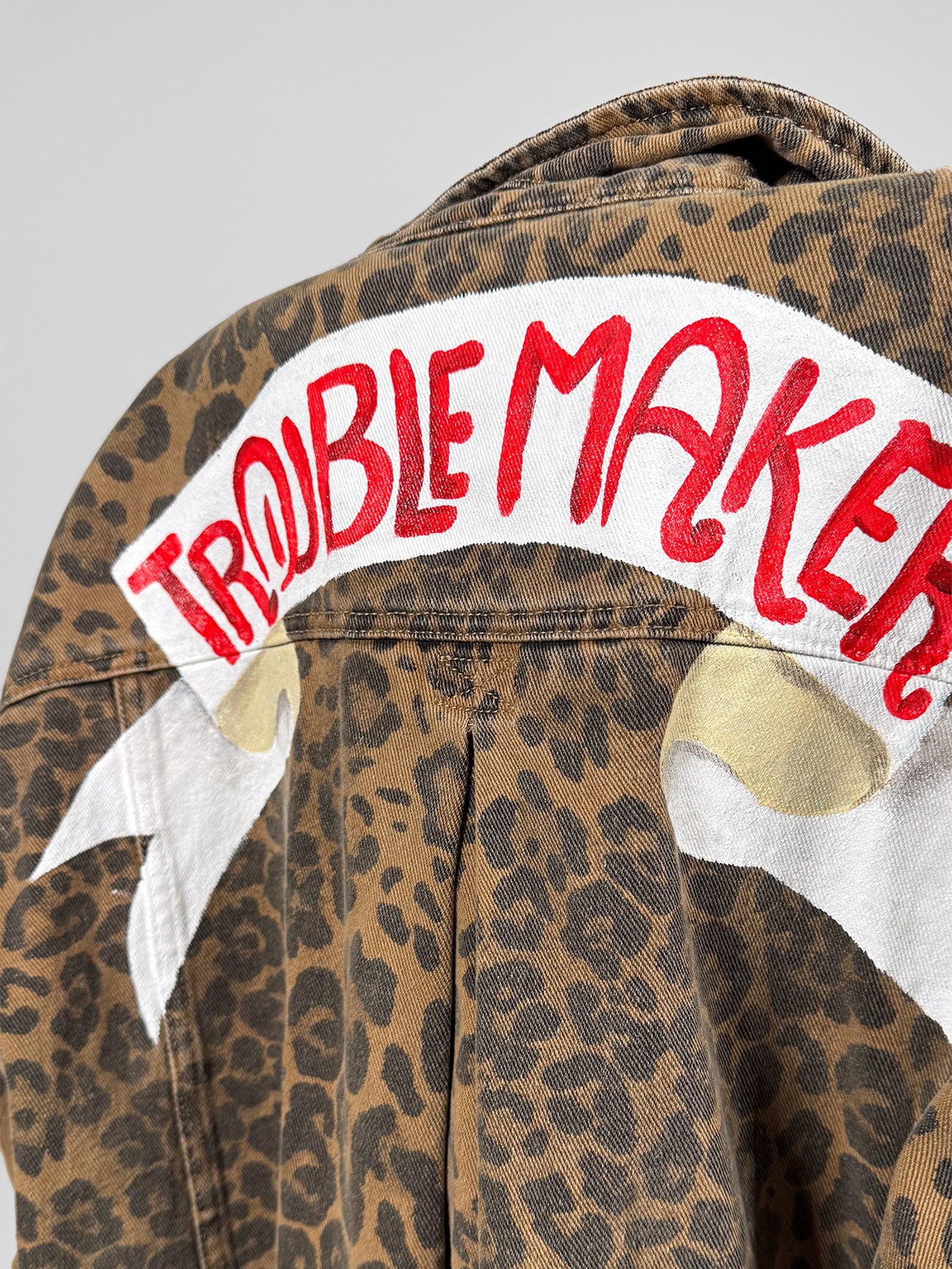 Trouble Maker - Leopard Boyfriend Denim Jacket