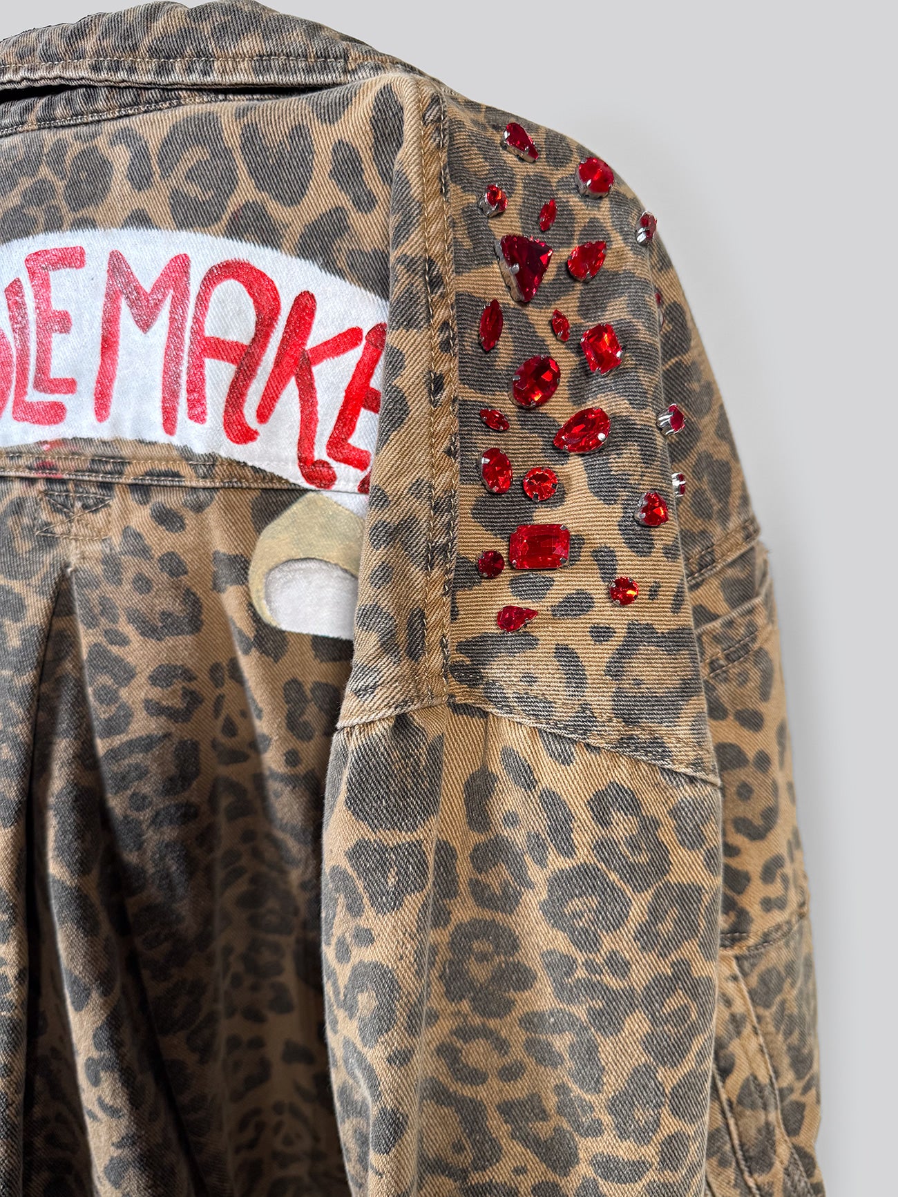 Trouble Maker - Leopard Boyfriend Denim Jacket